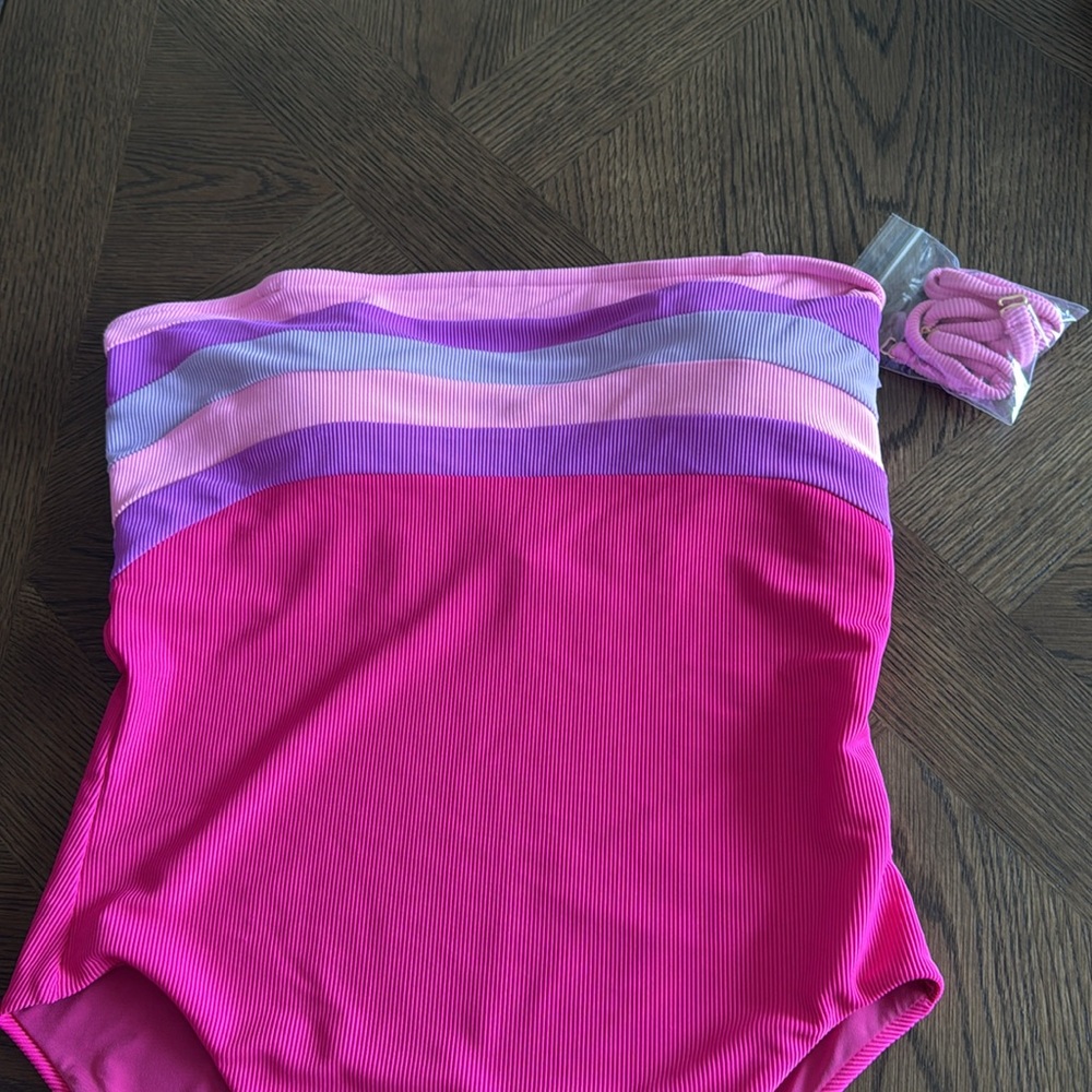 Beach Riot Jessa One Piece Raspberry Colorblock, Size Large, $178 - Picture 14 of 14